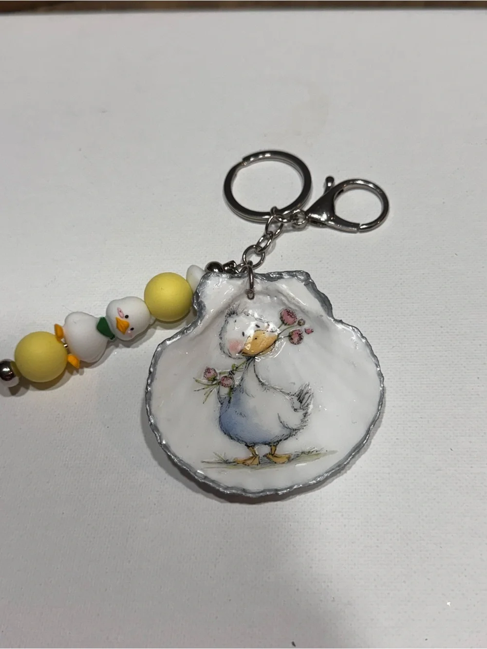 Duckling Keychain Charm - White & Yellow Cute Bird Accessory